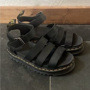 Dr. Marten Black Strappy Sandals with Buckle